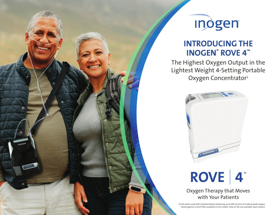 Inogen Rove 4 portable oxygen concentrator brochure cover