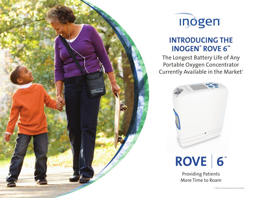 Inogen Rove 6 portable oxygen concentrator brochure cover